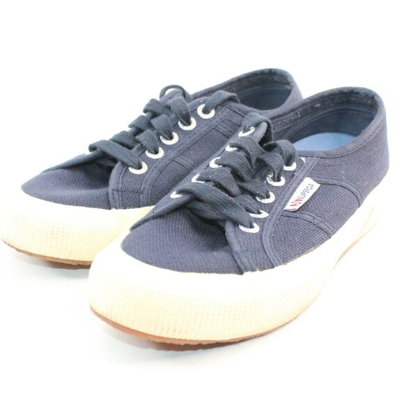 Anthropologie SUPERGA Women's Sz 5 Navy Blue Canvas Sneakers Shoes Lace Up - Picture 4 of 10
